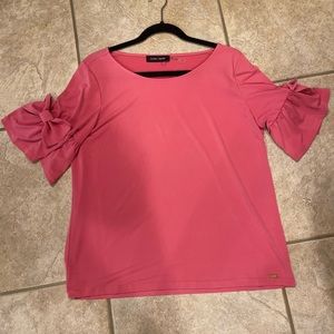 Salmon pink bow dressy top